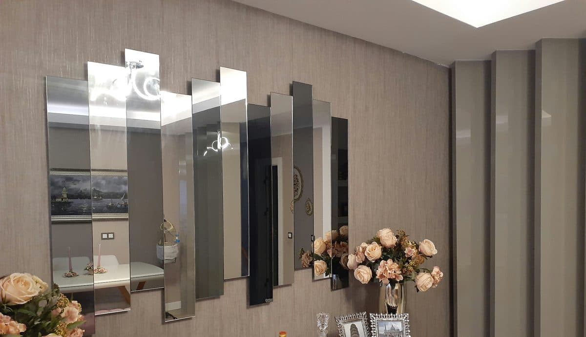 Salon Duvarı Kademeli Füme & Bronz Ayna Paneli